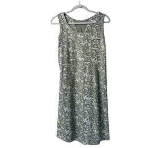 Columbia PFG Dress Womens L Green Tropical Print Sleeveless Fishing Outdoor